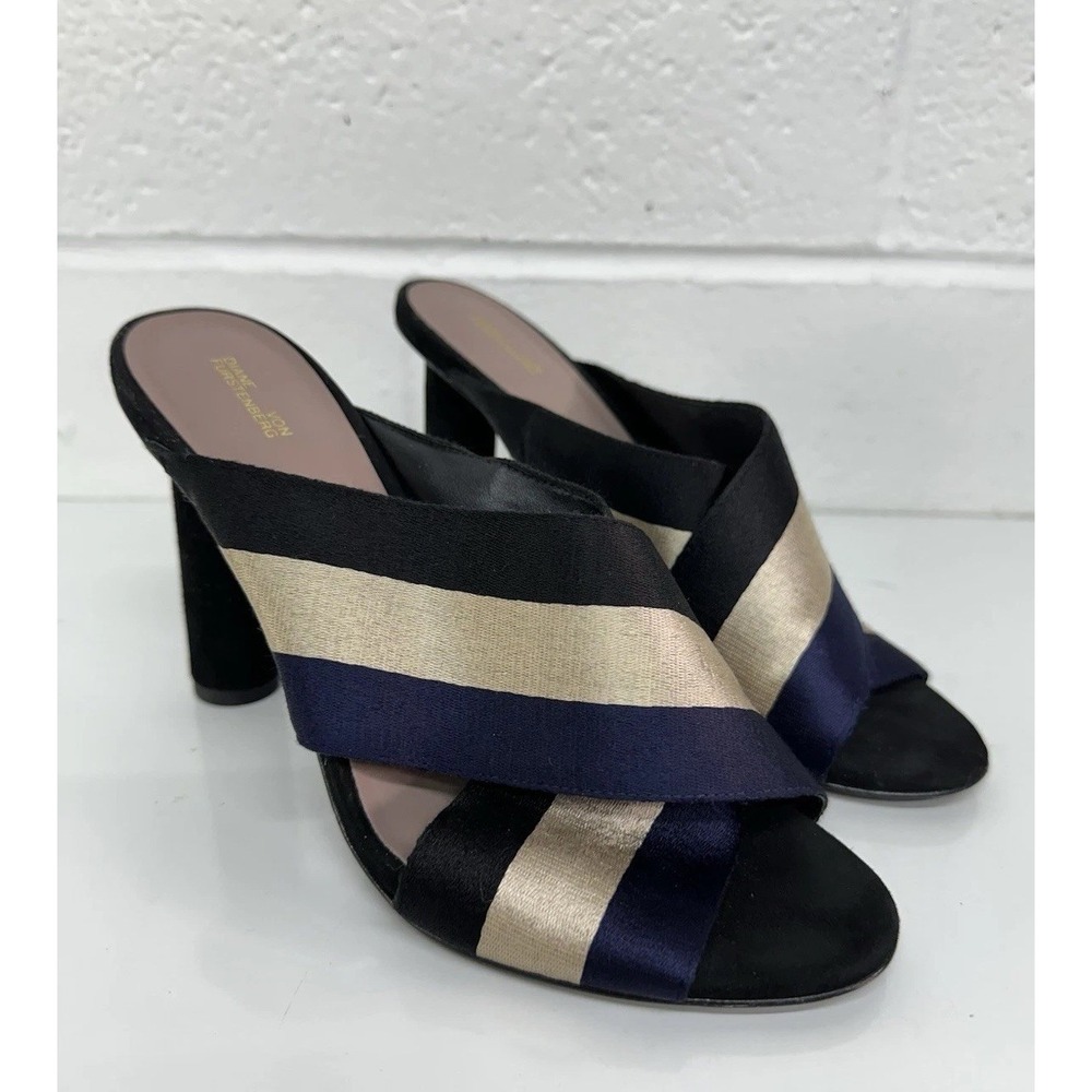 Diane Von Furstenberg Emilyn Crisscross Satin Strap Slide Heels / Women's 7.5